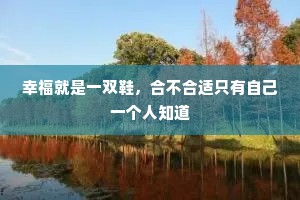 幸福就是一双鞋，合不合适只有自己一个人知道