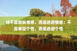 诗不是放纵情感，而是逃避情感；不是表现个性，而是逃避个性