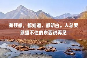 有预感，都知道，都明白。人总要跟握不住的东西说再见