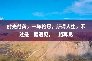 时光茌苒，一年将尽，所谓人生，不过是一路遇见，一路再见