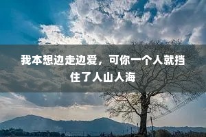 我本想边走边爱，可你一个人就挡住了人山人海