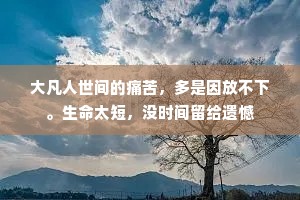 大凡人世间的痛苦，多是因放不下。生命太短，没时间留给遗憾