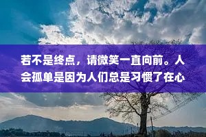若不是终点，请微笑一直向前。人会孤单是因为人们总是习惯了在心里铸造城墙，而不是架桥
