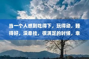 当一个人感到吃得下，玩得动，睡得好，没牵挂，很满足的时候，幸福就在其中
