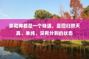 茶和禅都是一个味道，是回归熬天真、单纯、没有分别的状态
