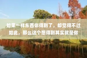 如果一样东西你得到了，却觉得不过如此，那么这个想得到其实就是你的欲望，如果一样东西你得到以后依然爱不释手，这才是你真正想要的