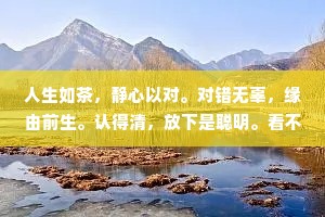 人生如茶，静心以对。对错无辜，缘由前生。认得清，放下是聪明。看不透，一场梦无痕。应观法界性，一切惟心造。你来世界，请安住世界