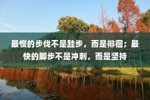 最慢的步伐不是跬步，而是徘徊；最快的脚步不是冲刺，而是坚持