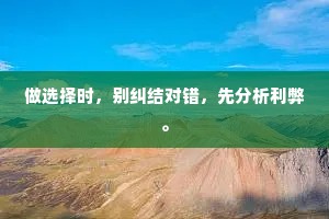 做选择时，别纠结对错，先分析利弊。