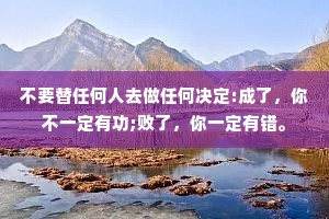 不要替任何人去做任何决定:成了，你不一定有功;败了，你一定有错。