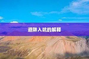 避阱入坑的解释