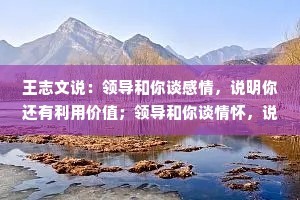 王志文说：领导和你谈感情，说明你还有利用价值；领导和你谈情怀，说明他在给你画大饼；领导和你谈钱的时候，才能说明你很有价值