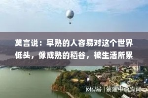 莫言说：早熟的人容易对这个世界低头，像成熟的稻谷，被生活所累，弯了腰；晚熟的人，却像冬日山间的松柏，虽腰身弯折，却蓄势待发