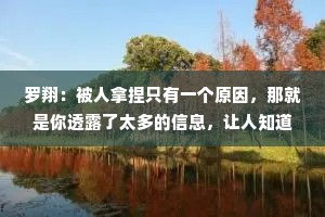 罗翔：被人拿捏只有一个原因，那就是你透露了太多的信息，让人知道你渴望什么，别人就会利用你的软肋，让你恐惧，驱使你去做事。