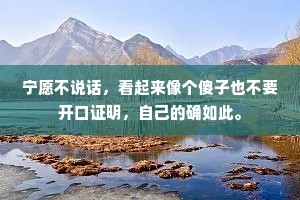 宁愿不说话，看起来像个傻子也不要开口证明，自己的确如此。