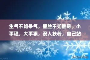 生气不如争气，翻脸不如翻身。小事稳，大事狠，没人扶着，自己站稳。