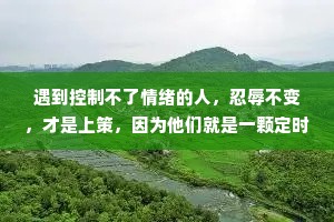 遇到控制不了情绪的人，忍辱不变，才是上策，因为他们就是一颗定时炸弹。不要因跟恶人比恶，而损失自己的幸福生活。