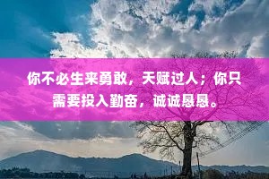 你不必生来勇敢，天赋过人；你只需要投入勤奋，诚诚恳恳。