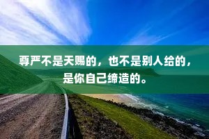 尊严不是天赐的，也不是别人给的，是你自己缔造的。