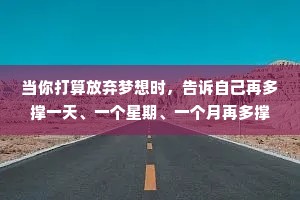 当你打算放弃梦想时，告诉自己再多撑一天、一个星期、一个月再多撑一年吧。你会发现，拒绝退场的结果令人惊讶。