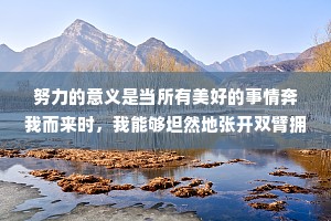 努力的意义是当所有美好的事情奔我而来时，我能够坦然地张开双臂拥抱它们，并且觉得我值得。