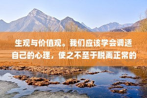 生观与价值观。我们应该学会调适自己的心理，使之不至于脱离正常的轨道、倾覆我们的人生。