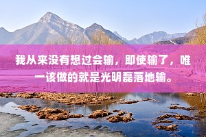 我从来没有想过会输，即使输了，唯一该做的就是光明磊落地输。
