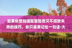 如果你想知道既冒险而又不招致失败的技巧，你只需要记住一句话:大胆筹划，小心实施。