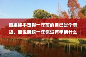如果你不觉得一年前的自己是个蠢货，那说明这一年你没有学到什么东西。
