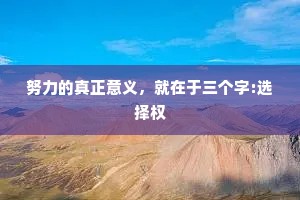 努力的真正意义，就在于三个字:选择权