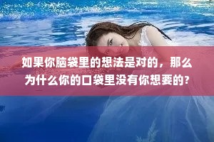 如果你脑袋里的想法是对的，那么为什么你的口袋里没有你想要的?