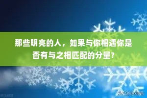 那些明亮的人，如果与你相遇你是否有与之相匹配的分量?