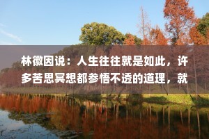 林徽因说：人生往往就是如此，许多苦思冥想都参悟不透的道理，就在某个寻常的瞬间，一切都有了答案。