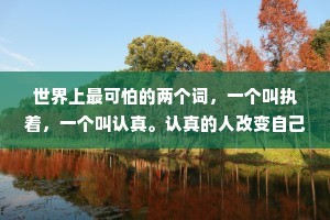 世界上最可怕的两个词，一个叫执着，一个叫认真。认真的人改变自己，执着的人改变命运。