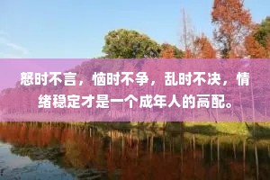 怒时不言，恼时不争，乱时不决，情绪稳定才是一个成年人的高配。