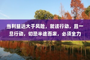 当利益远大于风险，就该行动，且一旦行动，切忌半途而废，必须全力以赴。