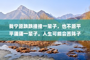 我宁愿跌跌撞撞一辈子，也不愿平平庸庸一辈子。人生可能会苦阵子，但绝对不会苦一辈子。