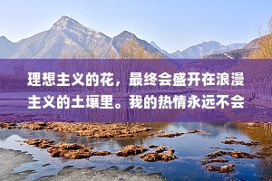 理想主义的花，最终会盛开在浪漫主义的土壤里。我的热情永远不会熄灭，在现实和平凡之中，我们终将上岸，阳光万里。