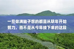 一旦你满脑子想的都是从明年开始努力，而不是从今年接下来的这段日子开始努力，我就知道，明年大概率也会被你虚度掉。