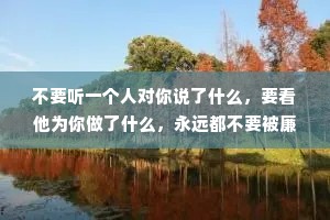 不要听一个人对你说了什么，要看他为你做了什么，永远都不要被廉价的语言感动，毕竟，那都是不需要成本的。
