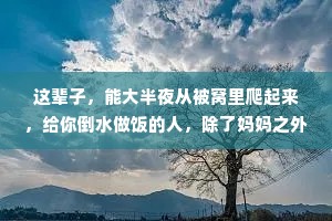 这辈子，能大半夜从被窝里爬起来，给你倒水做饭的人，除了妈妈之外，也就剩下爱你入骨的，一生之重，不过饱餐与被爱所求，不过温暖与良人;一生所?不过守护与相伴。