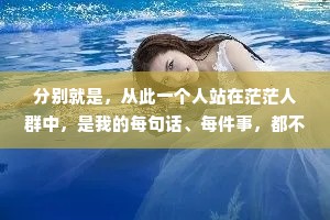 分别就是，从此一个人站在茫茫人群中，是我的每句话、每件事，都不能再说给你听。