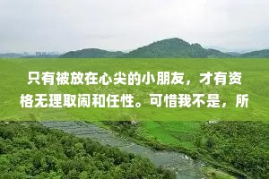 只有被放在心尖的小朋友，才有资格无理取闹和任性。可惜我不是，所以我会乖一点。