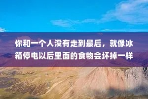 你和一个人没有走到最后，就像冰箱停电以后里面的食物会坏掉一样。冰箱没有错，食物没有错只是停电了。