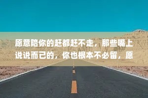 愿意陪你的赶都赶不走，那些嘴上说说而已的，你也根本不必留，愿意比什么都重要，也比什么都来得长久。