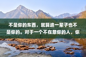 不是你的东西，就算追一辈子也不是你的。对于一个不在意你的人，你付出十年的等待和十秒钟是根本没有区别的!