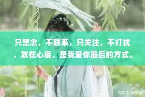 只想念，不联系，只关注，不打扰，放在心底，是我爱你最后的方式。