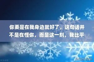 你要是在我身边就好了，这句话并不是在怪你，而是这一刻，我比平时更想你。