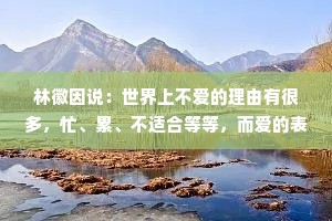 林徽因说：世界上不爱的理由有很多，忙、累、不适合等等，而爱的表现只有一个，就想和你在一起。