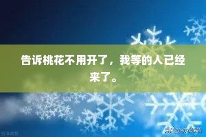 告诉桃花不用开了，我等的人已经来了。